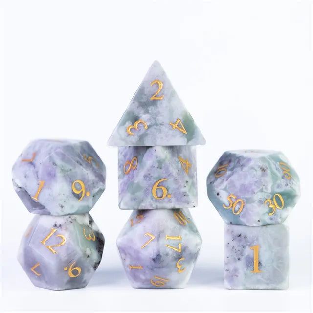 Auspicious Jade Gemstone Dice Engraved with Gold