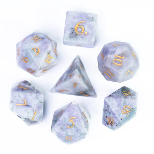 Auspicious Jade Gemstone Dice Engraved with Gold