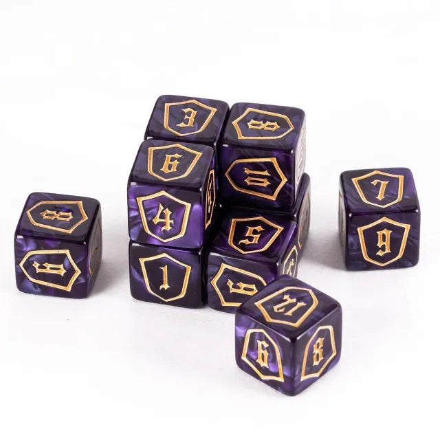 Acrylic Shield Pattern Dice 10 Piece (16mm D6)