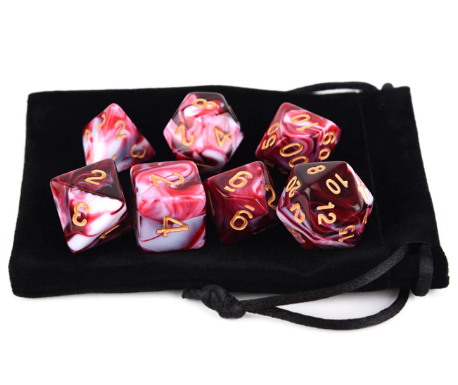 Marble Colours Dice 7pcs Set With Pouch