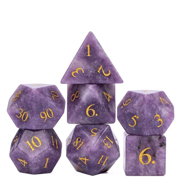 Lilac Gemstone Dice Engraved with Gold