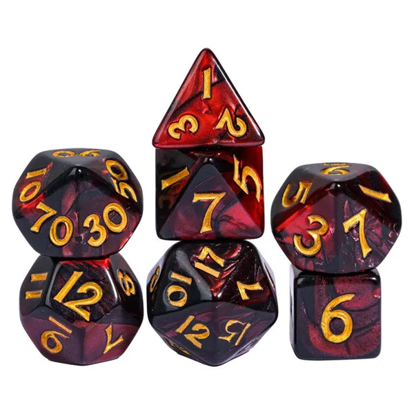 Acrylic Mini Marble Dice 7-Piece Set