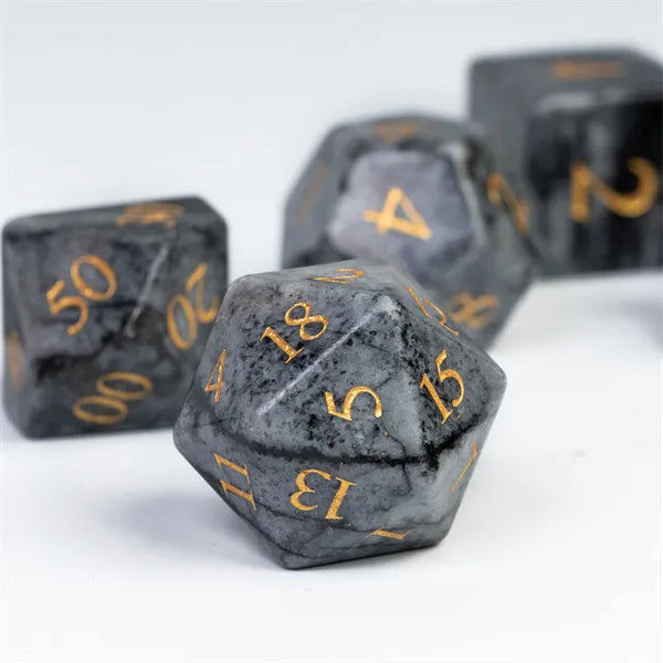 Natural Black Network Stone Gemstone Dice