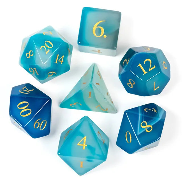Agate Gemstone Dice Engraved