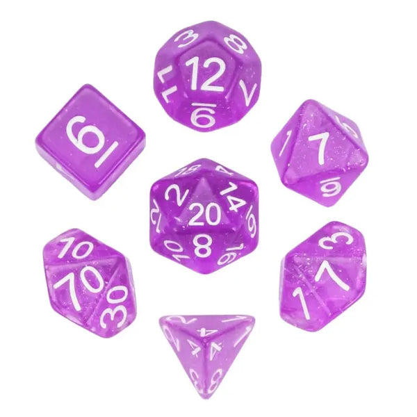 Resin Mini Glitter Dice 7-Piece Set