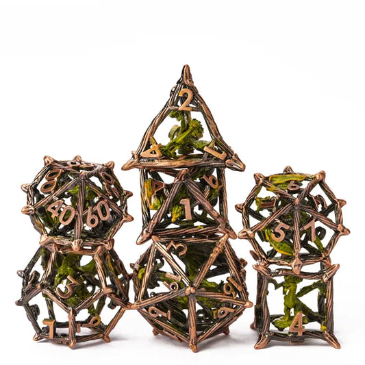 Twigs Retro Hollow Dragon Metal 7PCS Dice Set