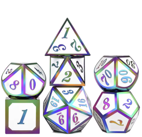 Premium Metal Dice 7pcs Set with Pouch