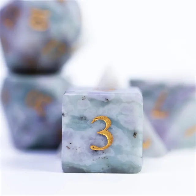 Auspicious Jade Gemstone Dice Engraved with Gold