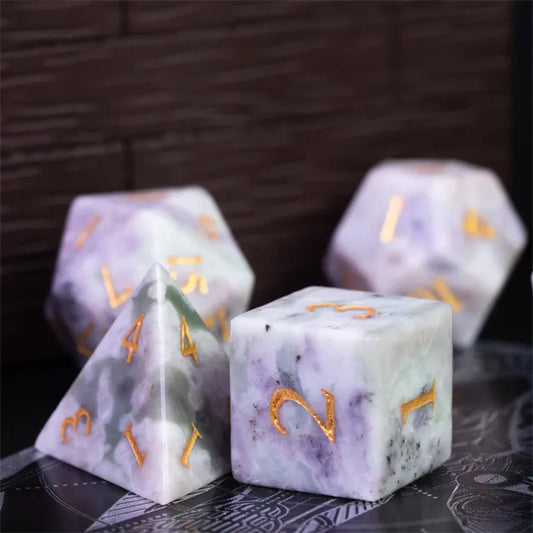 Auspicious Jade Gemstone Dice Engraved with Gold