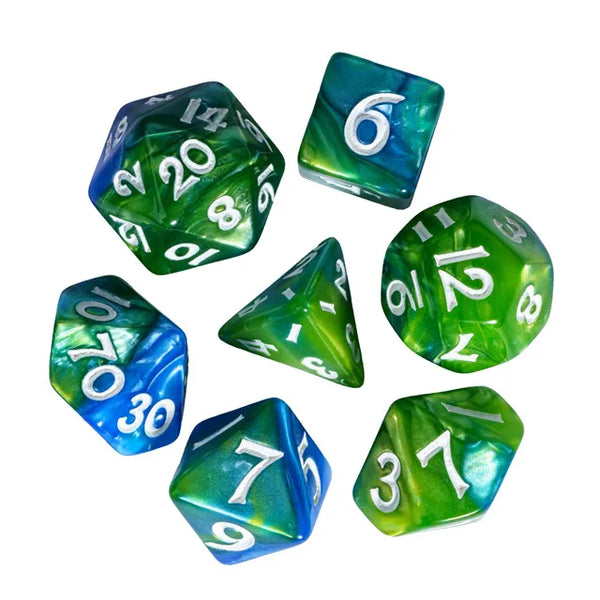 Acrylic Mini Marble Dice 7-Piece Set