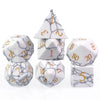 Howlite Gemstone Dice Engraved with Gold