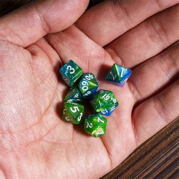 Acrylic Mini Marble Dice 7-Piece Set