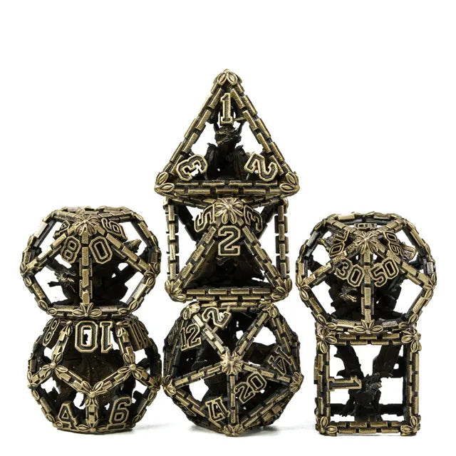 City Wall Hollow Dragon Metal 7PCS Dice Set