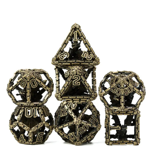 City Wall Hollow Dragon Metal 7PCS Dice Set