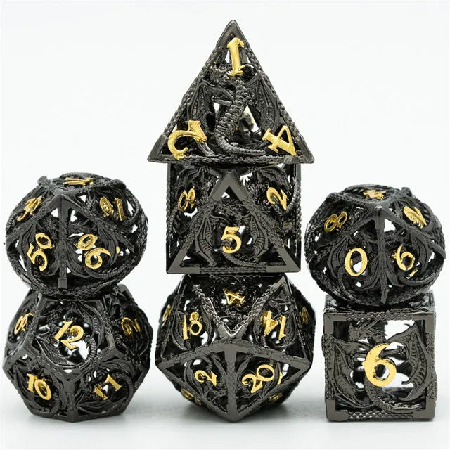 Hollow Flying Dragon Metal 7PCS Dice Set