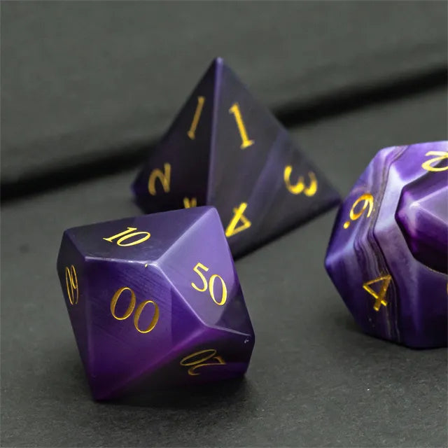Agate Gemstone Dice Engraved