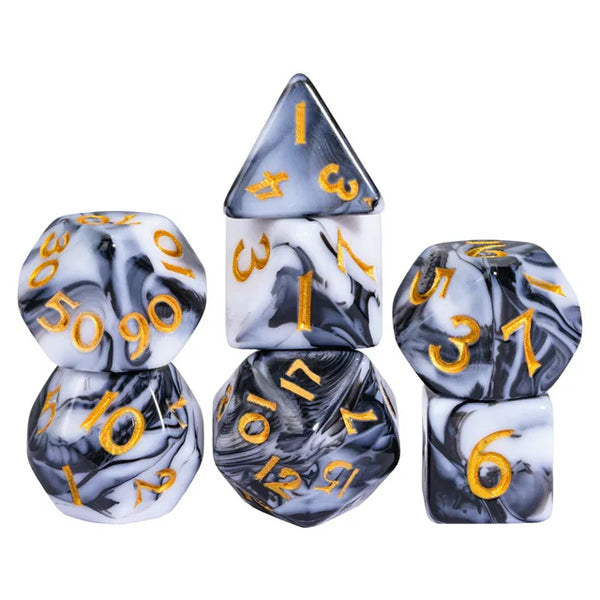 Acrylic Mini Marble Dice 7-Piece Set