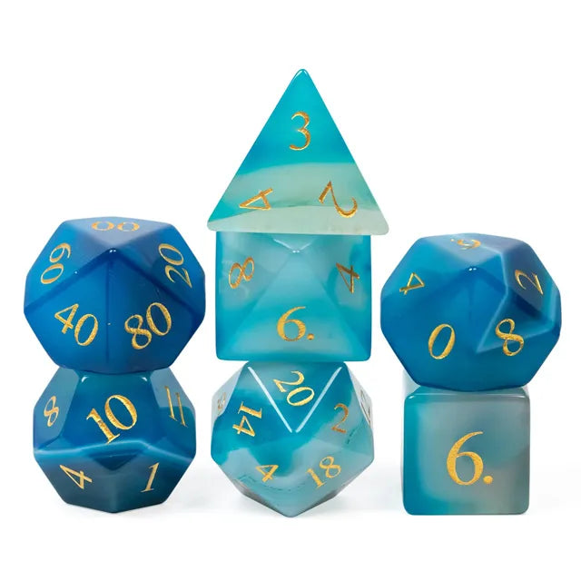 Agate Gemstone Dice Engraved