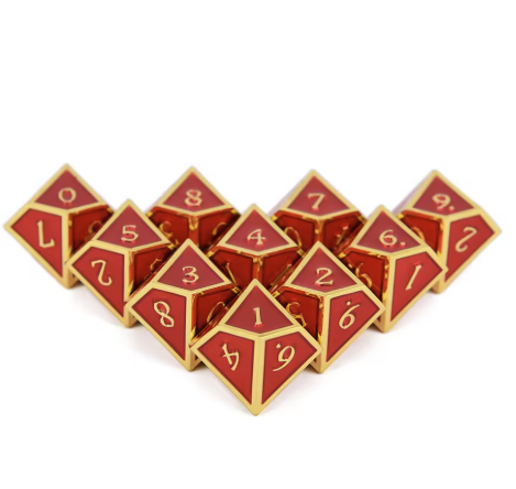 Premium Metal 10pcs D10 Dice Set with Pouch