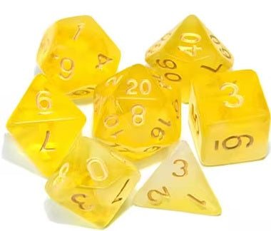 Double Colour Transparent Dice 7pcs Set With Pouch