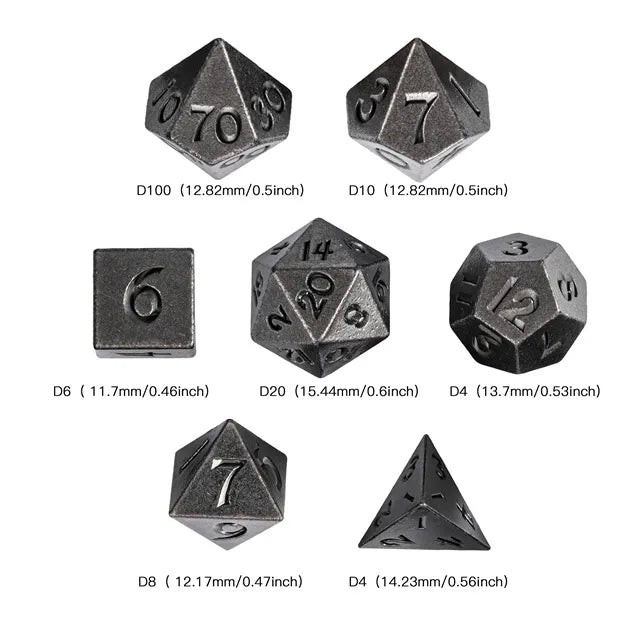 Mini Metal Dice 7pcs Set