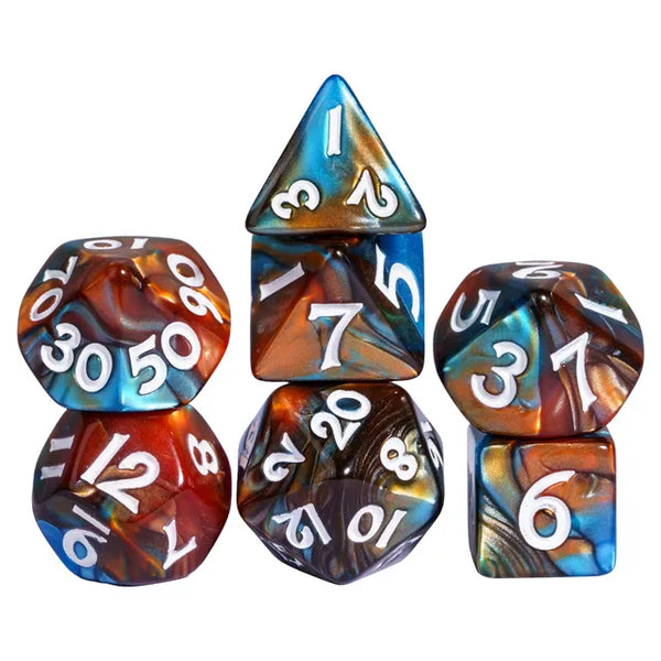 Acrylic Mini Marble Dice 7-Piece Set