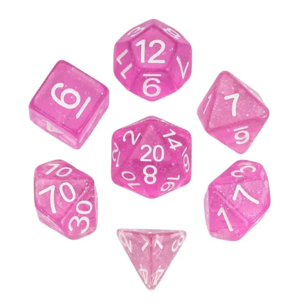 Resin Mini Glitter Dice 7-Piece Set