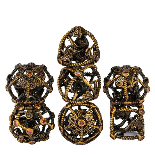 Ancient Hollow Diamond Octopus Metal 7PCS Dice Set