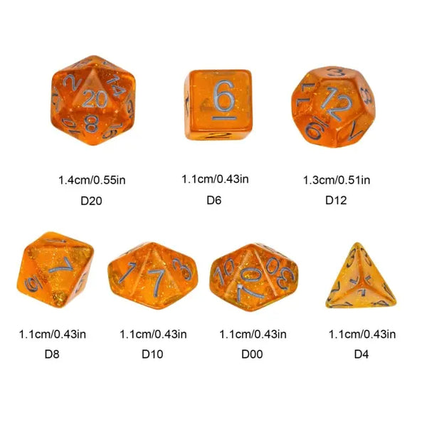 Resin Mini Glitter Dice 7-Piece Set