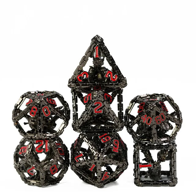 City Wall Hollow Dragon Metal 7PCS Dice Set