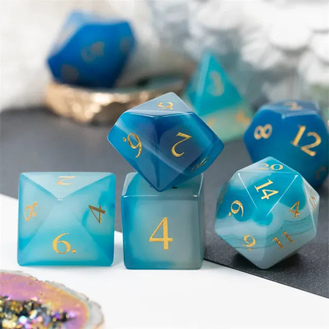 Agate Gemstone Dice Engraved