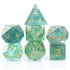 Amethyst Fluorite Crystal Gemstone Dice Engraved with Gold