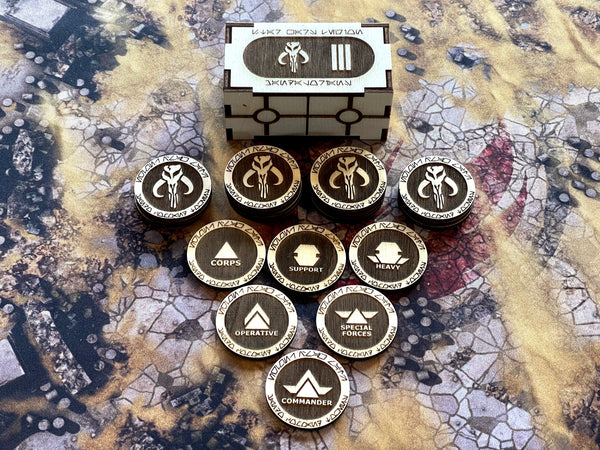 Star Wars Legion Order Tokens with Crate Box - Wooden