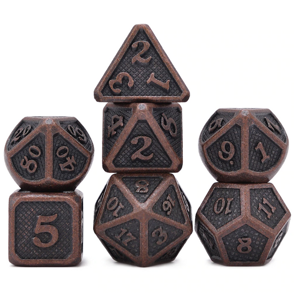 Ancient Dragon Scales Metal Dice 7pcs Set with Pouch