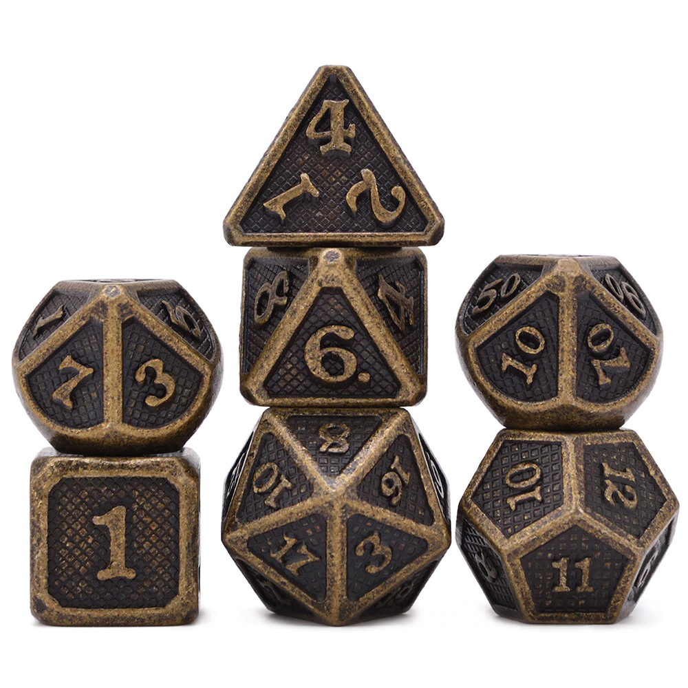 Ancient Dragon Scales Metal Dice 7pcs Set with Pouch