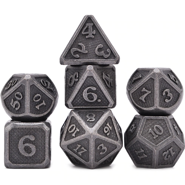 Ancient Dragon Scales Metal Dice 7pcs Set with Pouch
