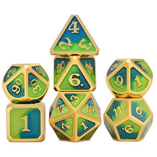 Dragon Scales Metal Dice 7pcs Set - Dragons