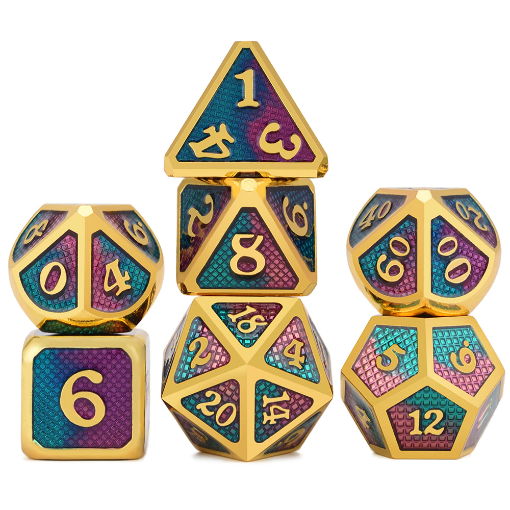 Dragon Scales Metal Dice 7pcs Set - Dragons
