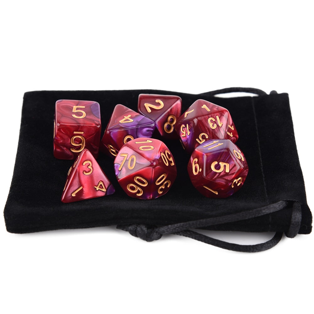 Marble Colours Dice 7pcs Set With Pouch