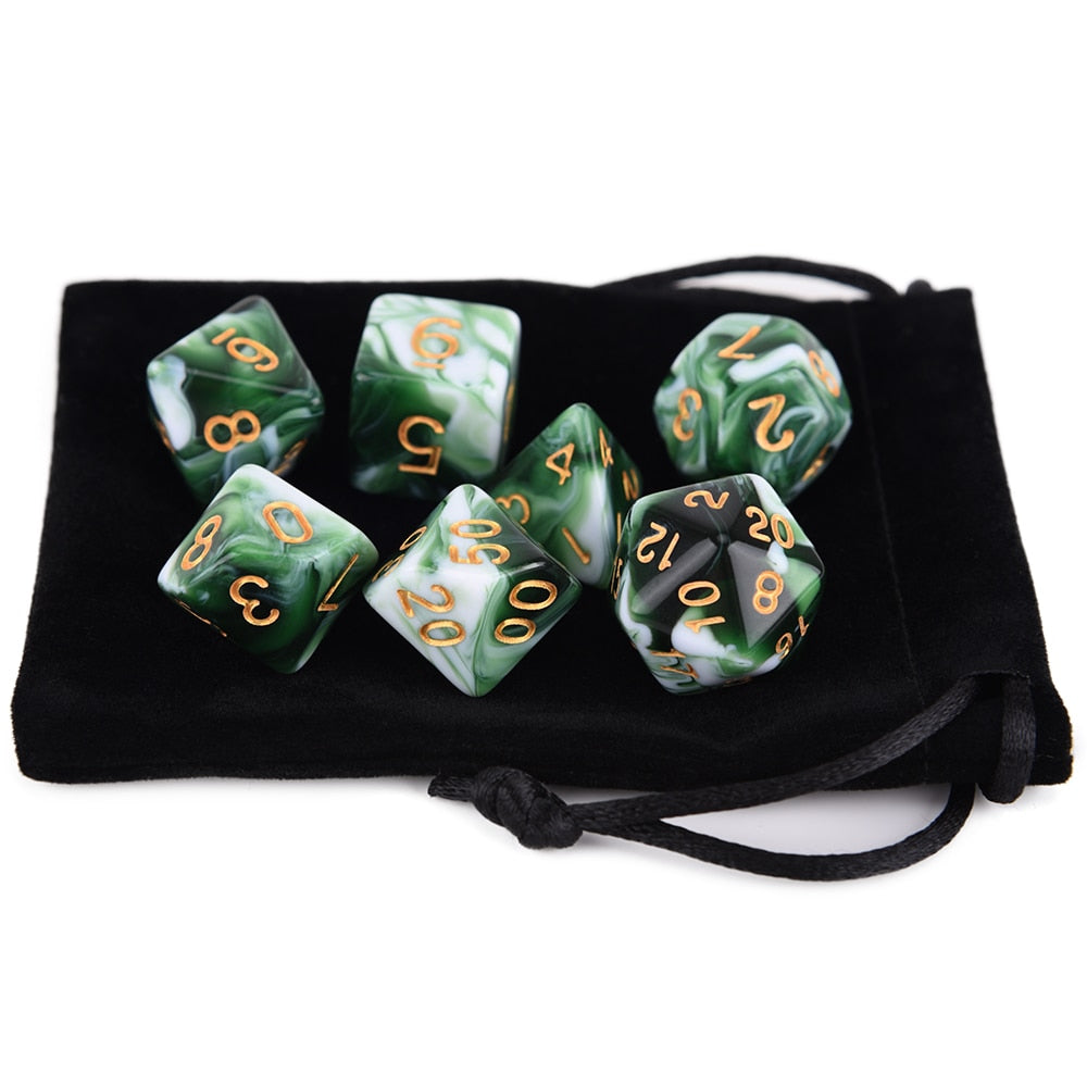 Marble Colours Dice 7pcs Set With Pouch