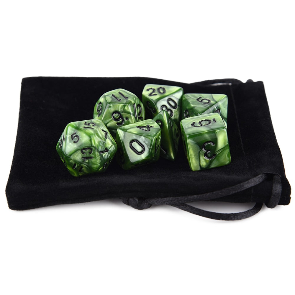 Marble Colours Dice 7pcs Set With Pouch