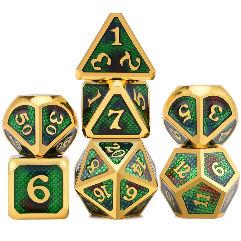 Dragon Scales Metal Dice 7pcs Set - Dragons