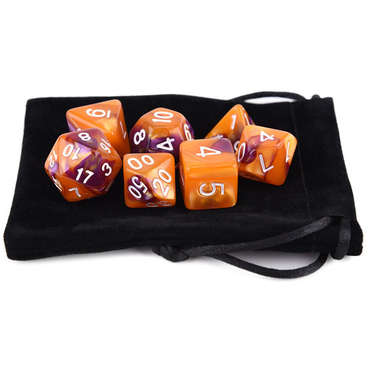 Marble Colours Dice 7pcs Set With Pouch