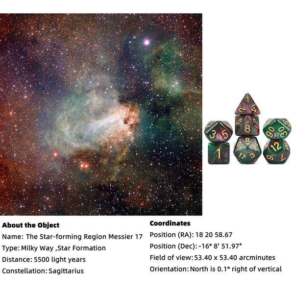 Nebula Space Dice 7pcs Set with Pouch
