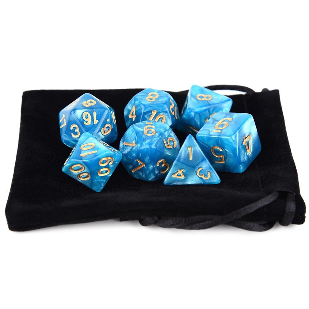 Marble Colours Dice 7pcs Set With Pouch