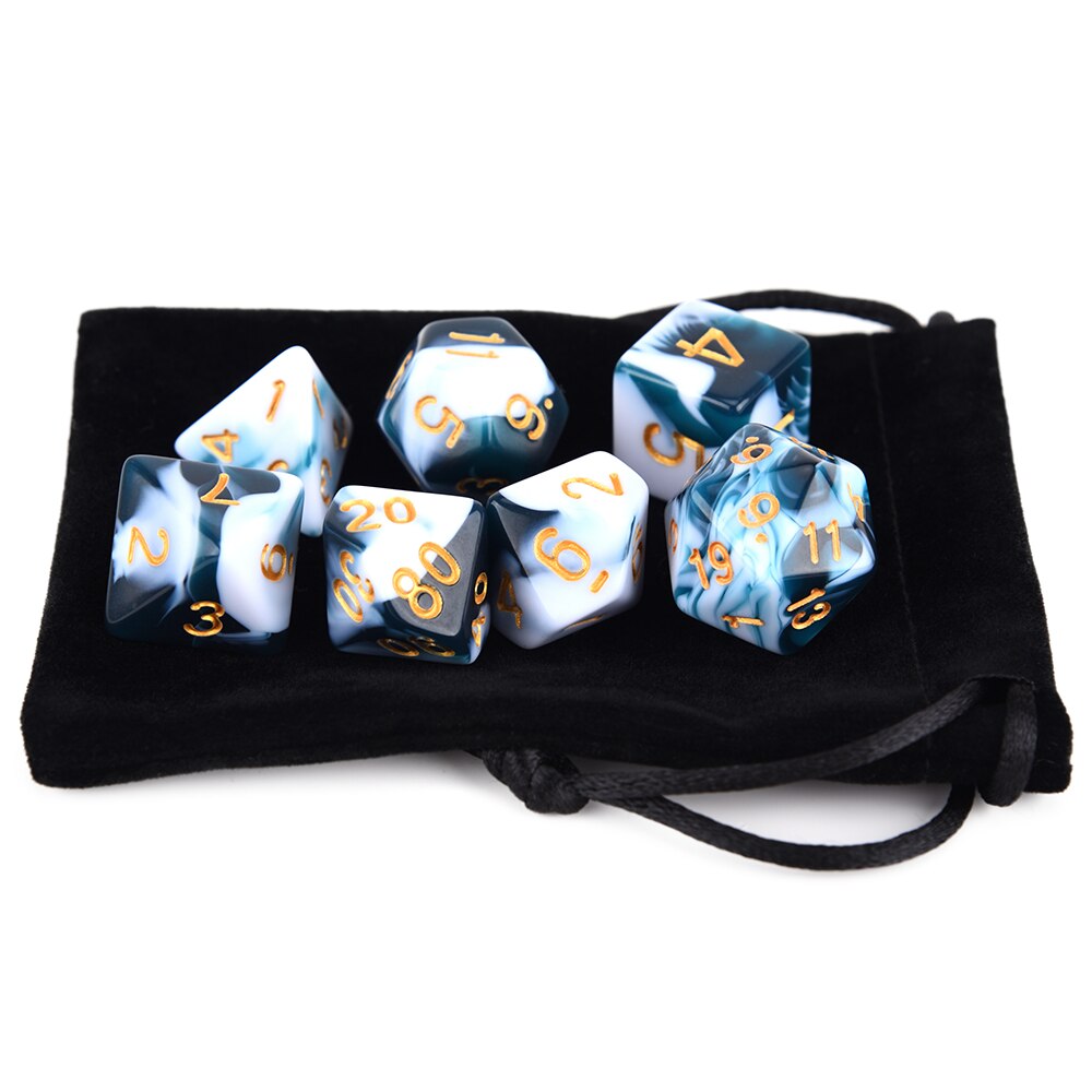 Marble Colours Dice 7pcs Set With Pouch