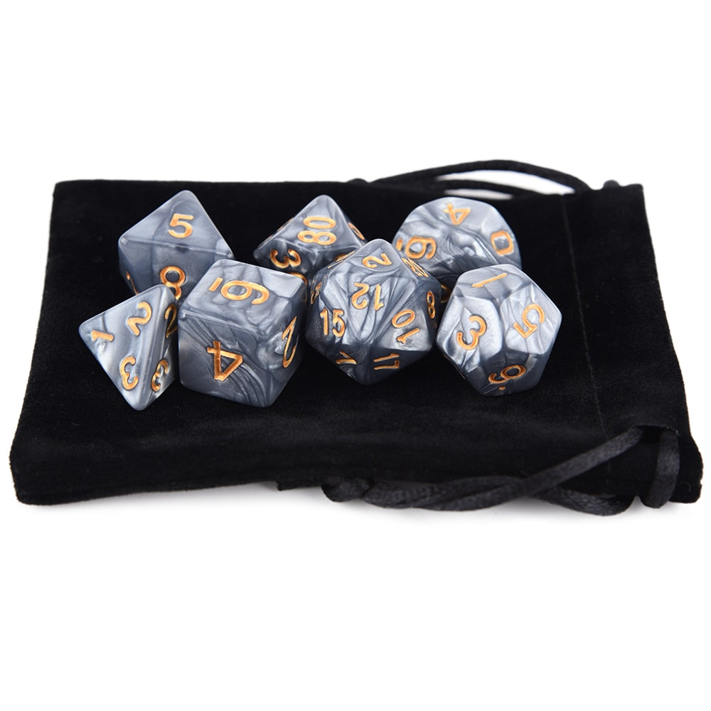 Marble Colours Dice 7pcs Set With Pouch