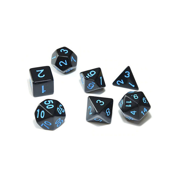 D&D Dice 7pcs Set - Opaque Black with Inverted Colours