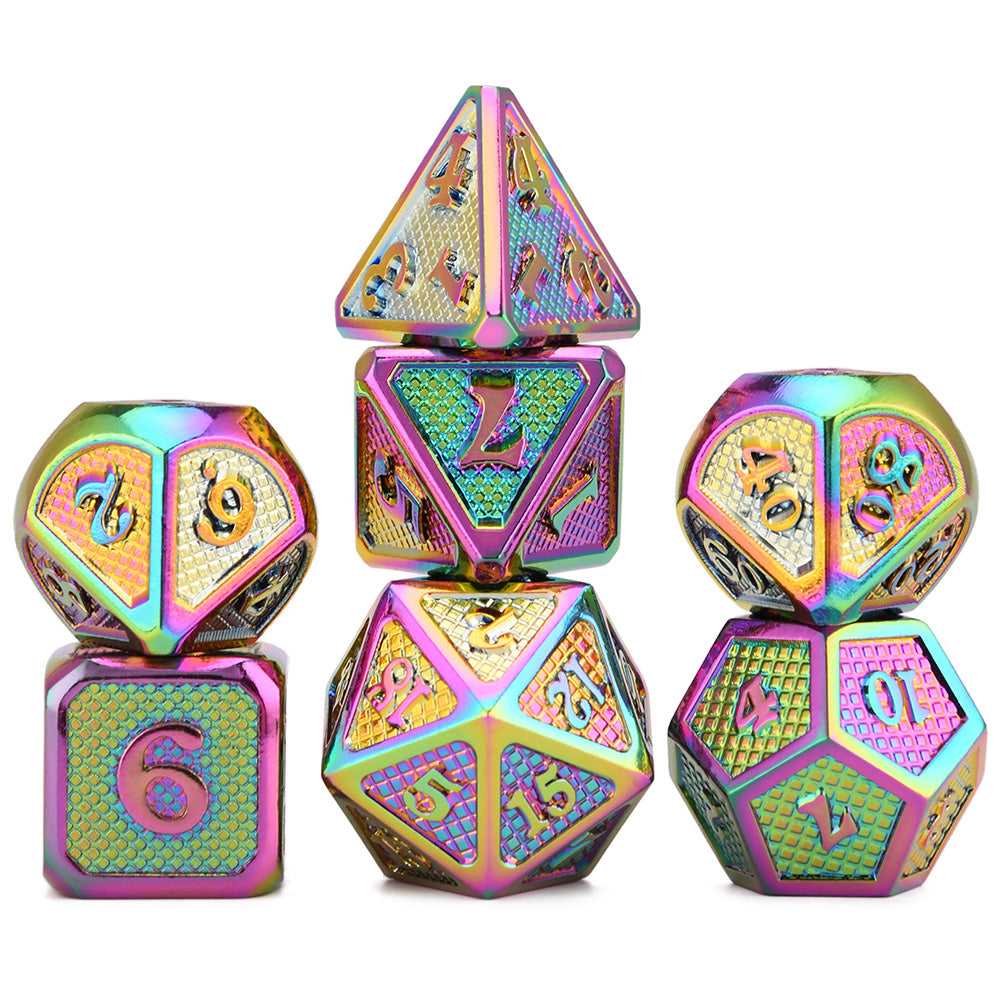 Dragon Scales Metal Dice 7pcs Set - Chameleon