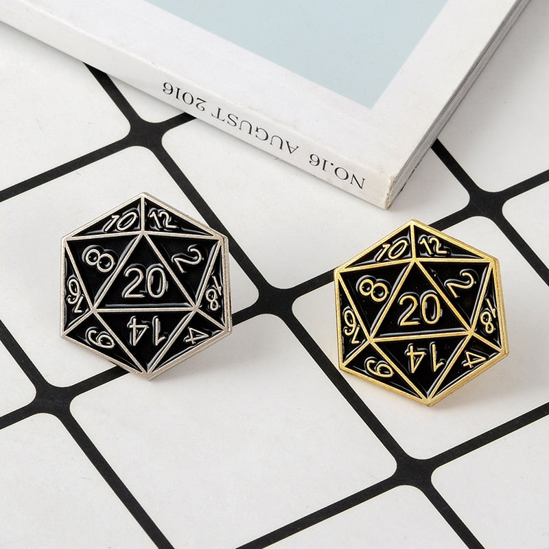 D20 Enamel Pin